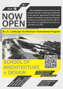 APPLY NOW FOR B.L.A. LANDSCAPE ARCHITECTURE AT SoA+D